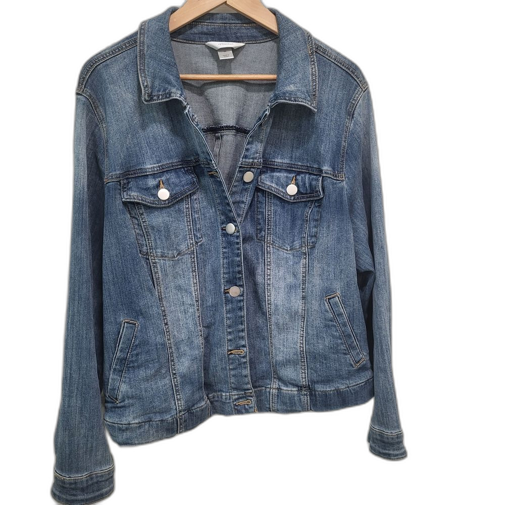 CJ Banks Light Blue Denim Jacket - 3X
